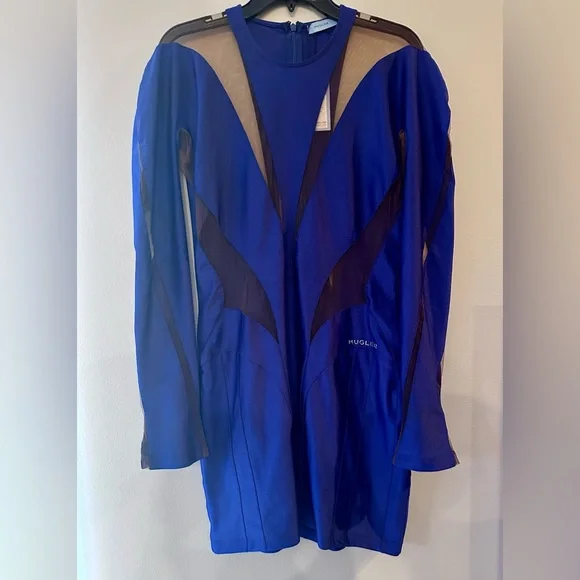 MUGLER Tule Illusion Paneled Angular Mini Dress - Picture 4 of 9